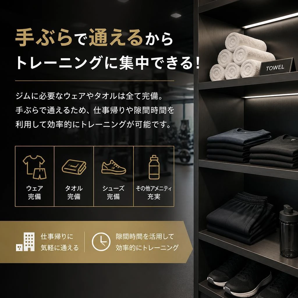 手ぶらで来館、気軽にトレーニング